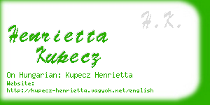 henrietta kupecz business card